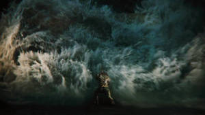 Aquaman Pushing Waves Wallpaper