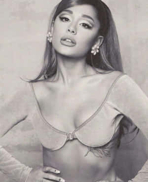 Ariana Grande Blackand White Portrait Wallpaper