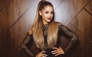 Ariana Grande Wood Background Wallpaper