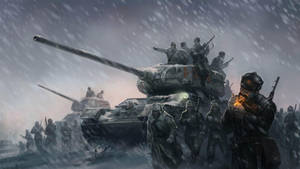 Armies In A Snowy Place Wallpaper