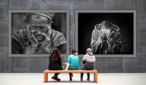 Art Gallery Featuring Elderly People Wallpaper