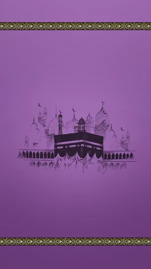 Art Illustration Kaaba Violet Wallpaper