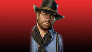 Arthur Morgan Red Background Wallpaper