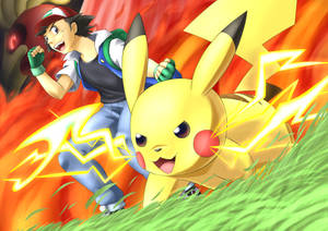 Ash And Pikachu 4k Battle Wallpaper