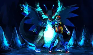 Ashand Mega Charizardin Ice Cave Wallpaper