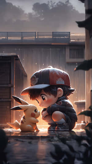 Ashand Pikachu Rainy Day Bonding Wallpaper