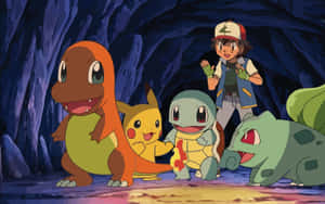 Ashand Pokemon Teamin Cave Wallpaper