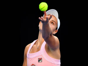 Ashleigh Barty Serving The Ball Wallpaper