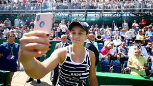 Ashleigh Barty Taking Selfie With Fans Wallpaper