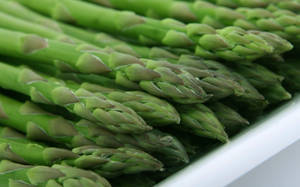 Asparagus Vegetables Served On White Plate Wallpaper