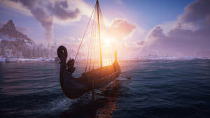 Assassin's Creed Valhalla Sea-chariot Ship Wallpaper