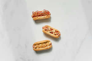 Assorted Gourmet Hot Dogs Wallpaper