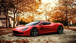 Aston Martin Red Parked Expensive Wallpaper