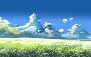 Astonishing Mountain Fields Anime Scenery Wallpaper