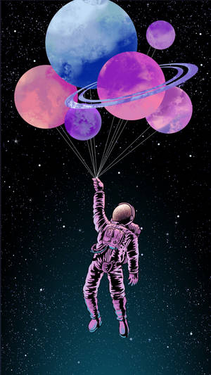 Astronaut Aesthetic Balloon Planets Wallpaper