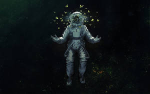 Astronaut Aesthetic With Butterflies Wallpaper