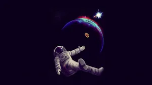 Astronaut And Sunflower Drifting In Space Wallpaper