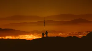 Astronaut Golden Silhouettes Wallpaper