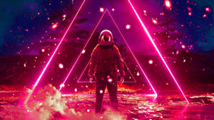 Astronaut In Neon Triangle Aesthetic Wallpaper