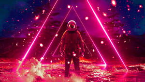 Astronaut In Neon Triangle Aesthetic Wallpaper