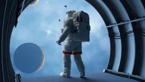 Astronaut In The Tunnel Art Wallpaper