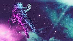 Astronaut Neon Ombre Fantasy Aesthetic Wallpaper