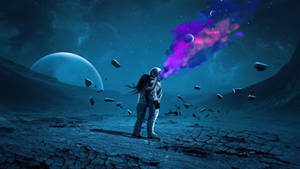 Astronaut Purple Space Explosion Wallpaper