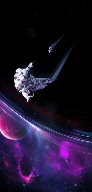 Astronaut Reaching For Comet In Space Wallpaper