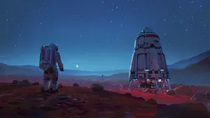 Astronaut Spaceship On Board Wallpaper