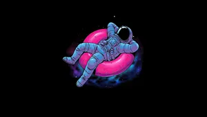 Astronaut Swimming In Dark Space Illustration Wallpaper