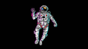 Astronaut Waving Hand Retro Glitch Aesthetic Wallpaper