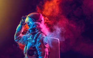 Astronaut With Smoke Neon Aesthetic Wallpaper
