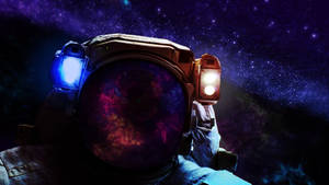 Astronaut With Vintage Space Suit Helmet Wallpaper