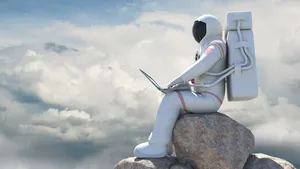 Astronaut Working On Computer Wallpaper