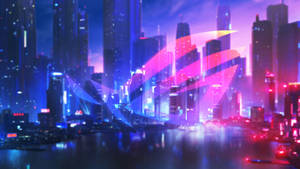 Asus Rog 4k Gaming Logo On Blurred City Wallpaper