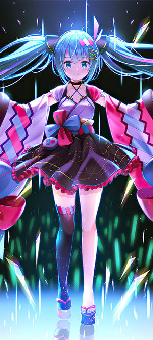 Asymmentrical Miku Vocaloid Wallpaper