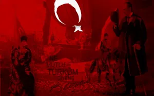 Ataturk And Flag Of Turkey Wallpaper