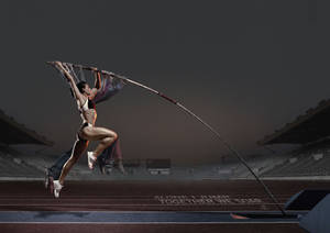 Athletic Woman Pole Vault Wallpaper