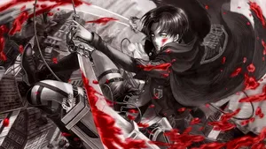 Attack On Titans 4k Eren Yeager Bloody Sword Wallpaper