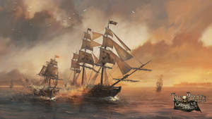 Attacked Pirate Ship Poster Wallpaper