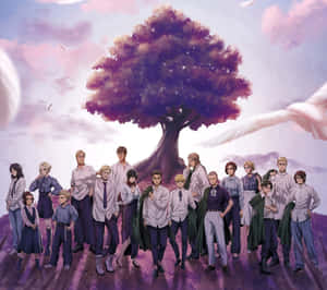 Attackon Titan Characters Under Tree Wallpaper