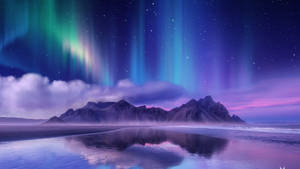 Aurora Borealis At Sea Wallpaper