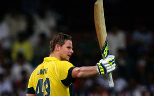 Australian Cricket Stalwart Steve Smith In Action Wallpaper