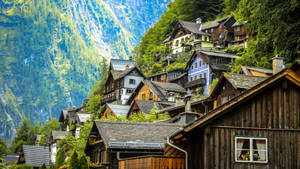 Austria Mountain Slope City Wallpaper