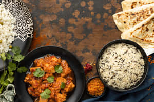 Authentic Chicken Tikka Masala With Rice Wallpaper