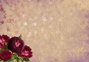 Autumn Leaves Background Design With Roses Wallpaper