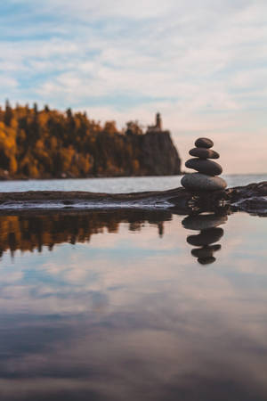 Autumn Phone Rocks On Lake Wallpaper