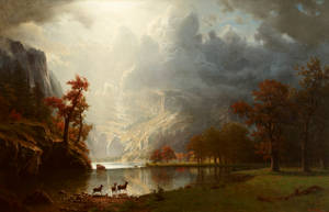 Autumnal_ Mountain_ Landscape_with_ Deer Wallpaper