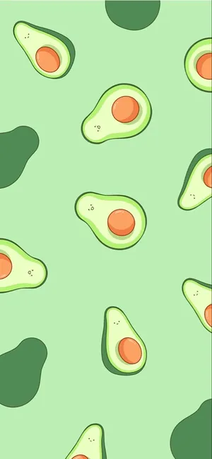 Avocado Seamless Pattern On A Green Background Wallpaper