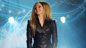 Avril Lavigne In Black Leather Wallpaper
